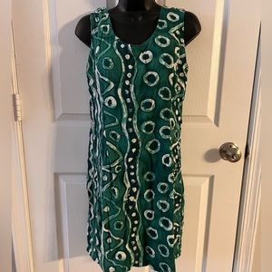 Vintage jams world hot green and white batik dress size 9